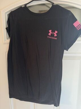 Under Armour Black Tee with Pink Freedom Logo